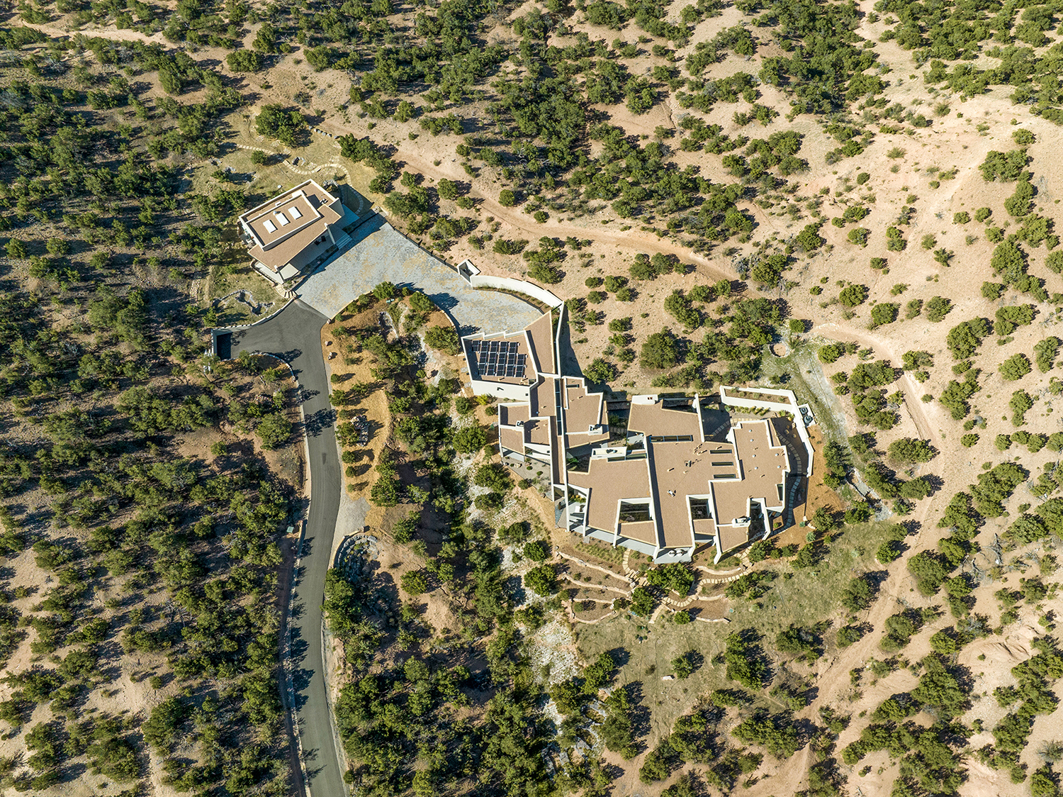 Overhead view of site plan at Tesuque Ridge
